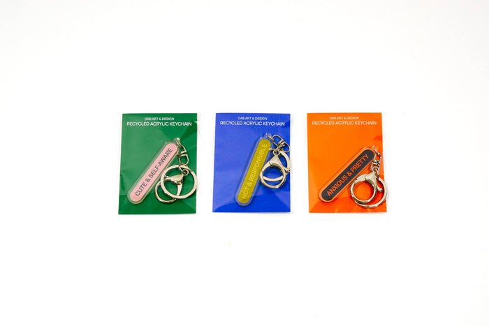 Anxious & pretty recycled acrylic keychain / bag charm