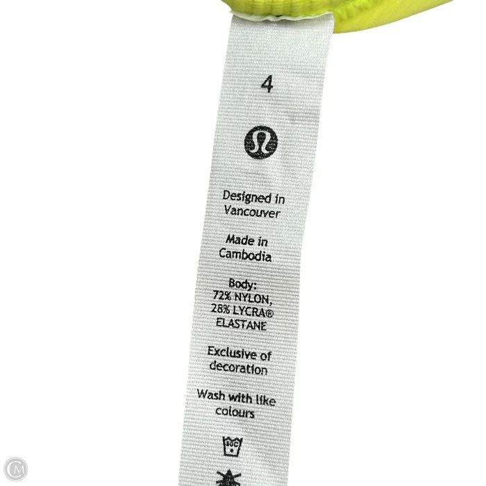 Athletic Bra By Lululemon In Yellow, Size: S