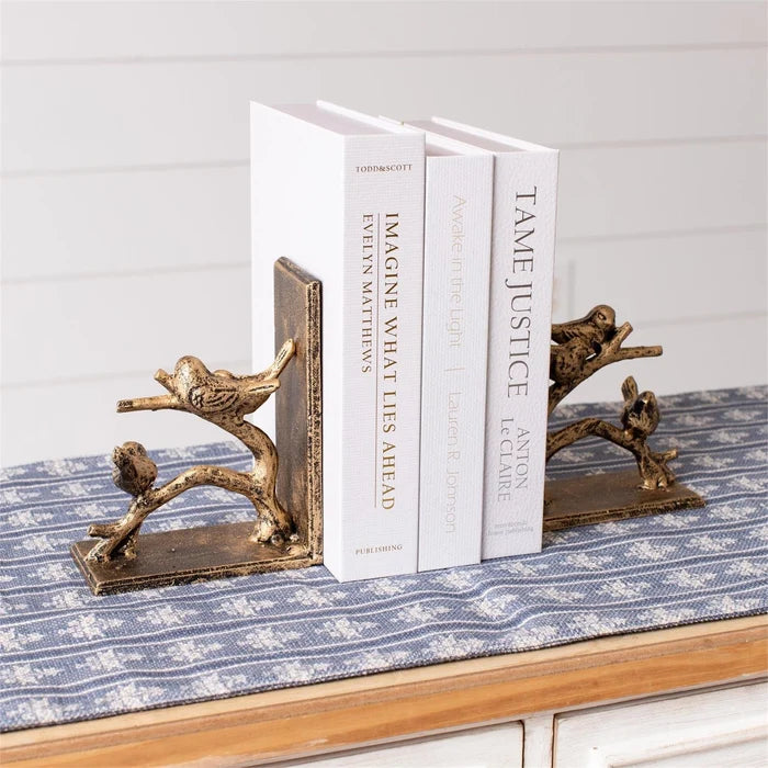 Birds On Branch Gold Bookends