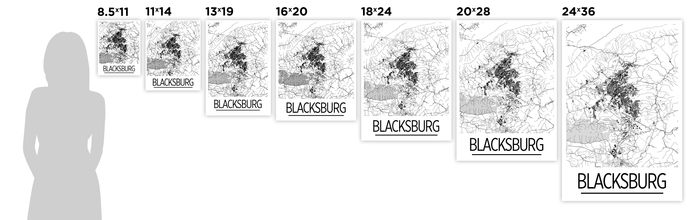 Blacksburg Map Poster - Virginia Map Print - Art Deco Series
