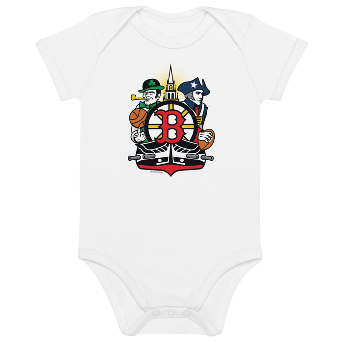 Boston Sports Fan Crest - Organic cotton baby bodysuit
