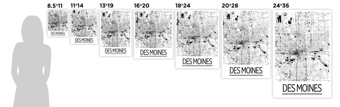 Des Moines Map Poster - Iowa Map Print - Art Deco Series