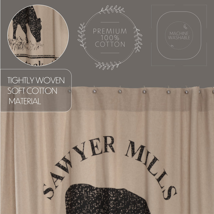 Farmstead Charcoal Cow Shower Curtain-Lange General Store