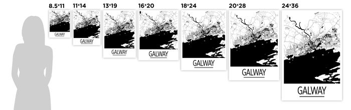 Galway Map Poster - Ireland Map Print - Art Deco Series