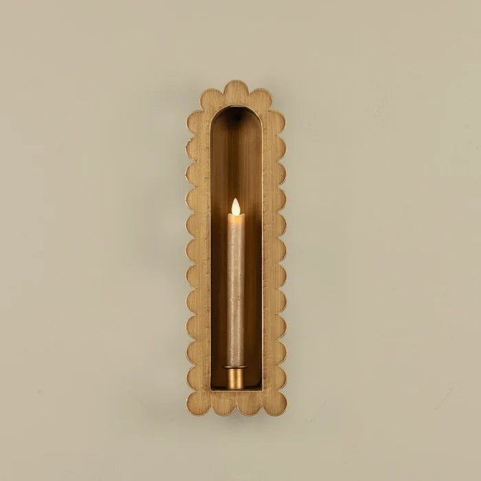 Gold Scalloped Taper Candle Wall Sconce