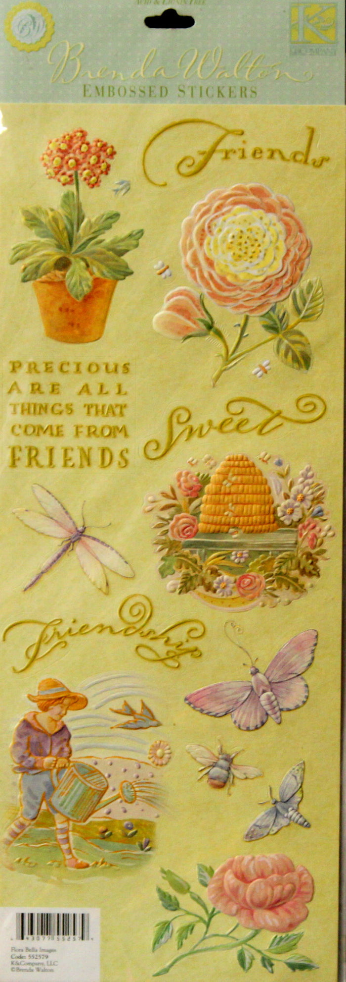 K & Company Brenda Walton Flora Bella Images Embossed Stickers - SCRAPBOOKFARE