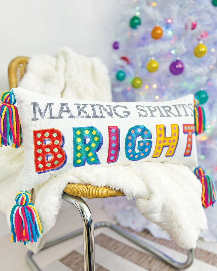 Making Spirits Bright Cross Stitch Pattern-Stitched Modern