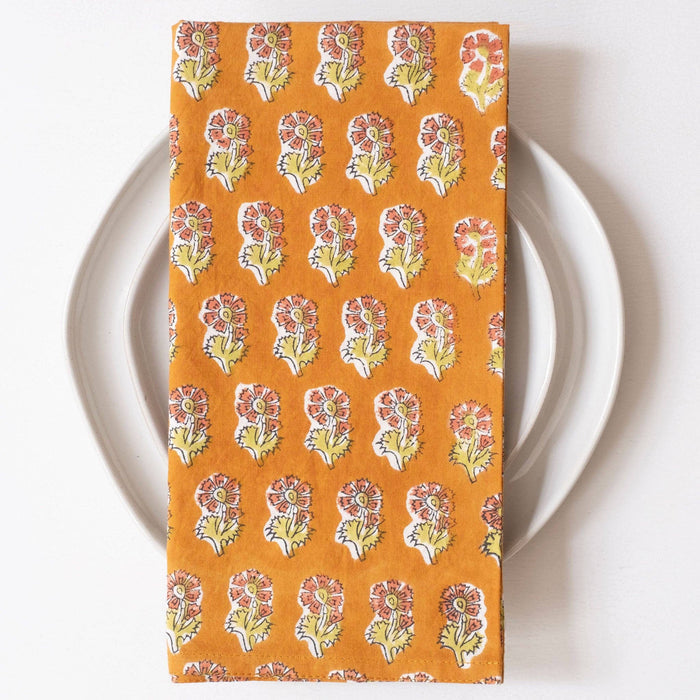 Malin Gold Block Printed Napkins - set of 4