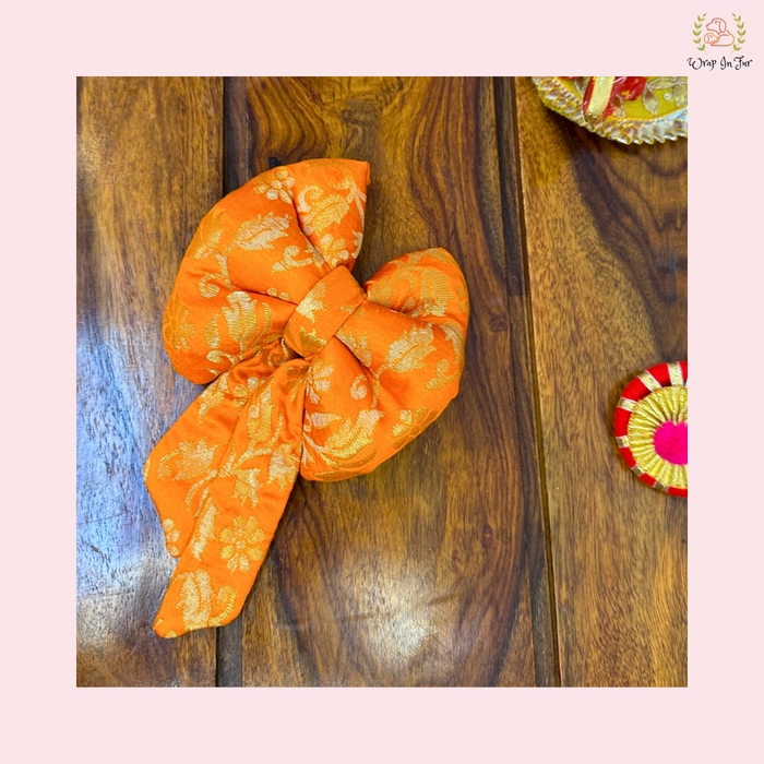 Marigold Orange Silk Dog Bow