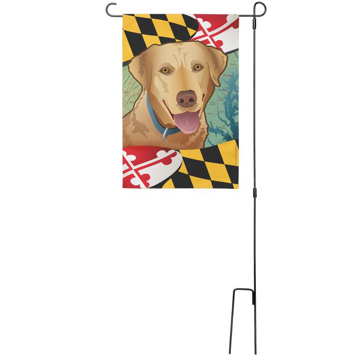 Maryland_Yellow_Lab_Garden_Flag_by_Joe_B_Main_Stand_Mockup.png