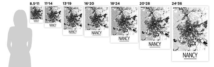 Nancy Map Poster - Lorraine Map Print - Art Deco Series