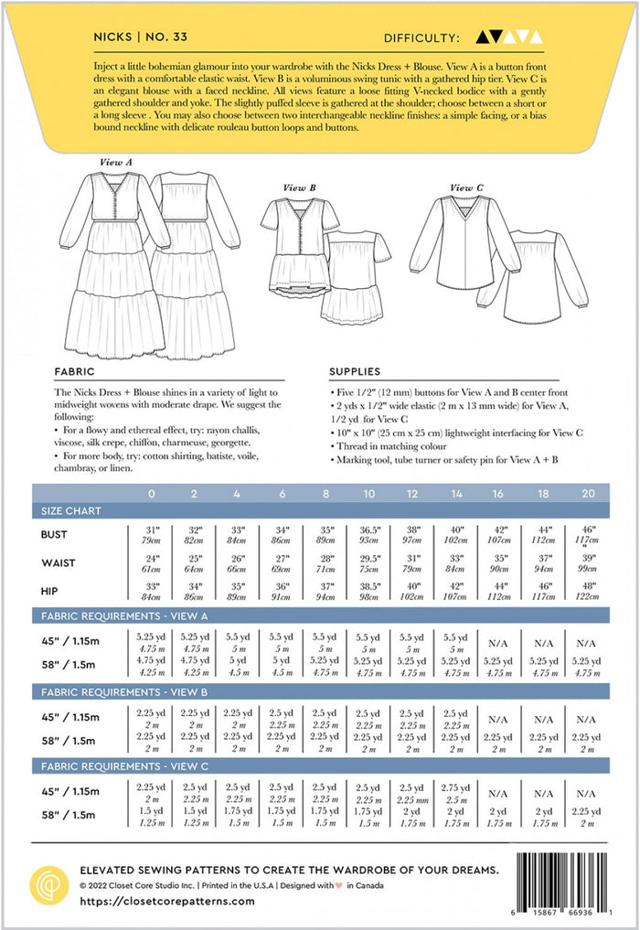 Nicks Dress and Blouse Pattern - By Closet Core Patterns