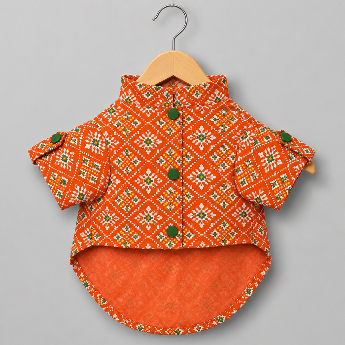 Orange Patola Dog Kurta