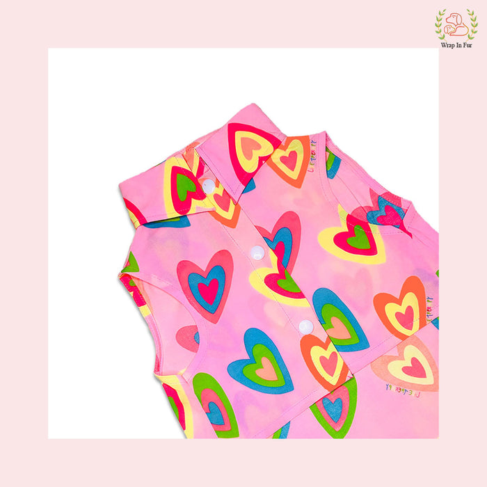 Pink Neon Cut Sleeves Dog Shirt