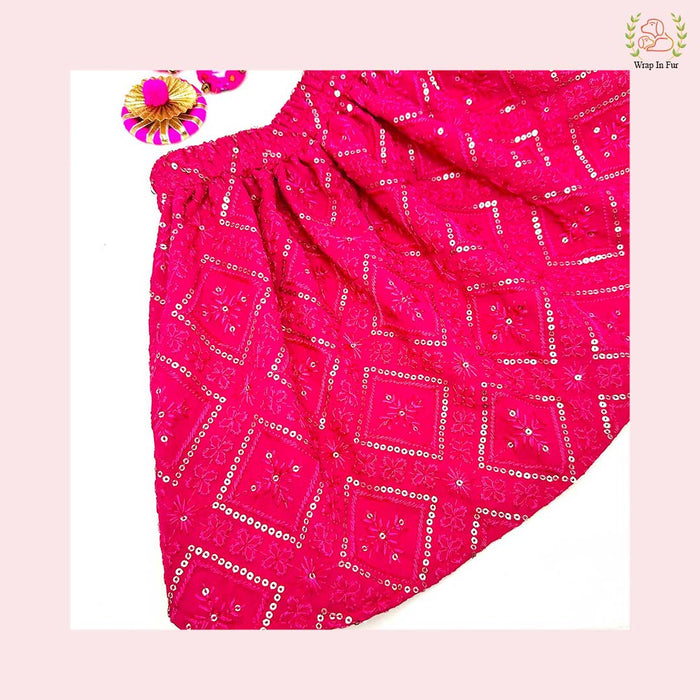 Pink Bridal Lehenga Choli Dog Dress – Wedding Outfit for Dogs