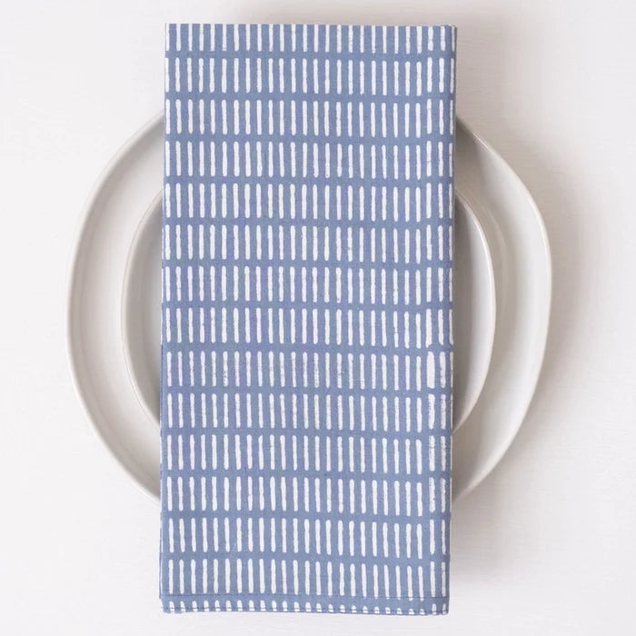 Pontis Stripes Cloud Block Printed Napkins - set of 4