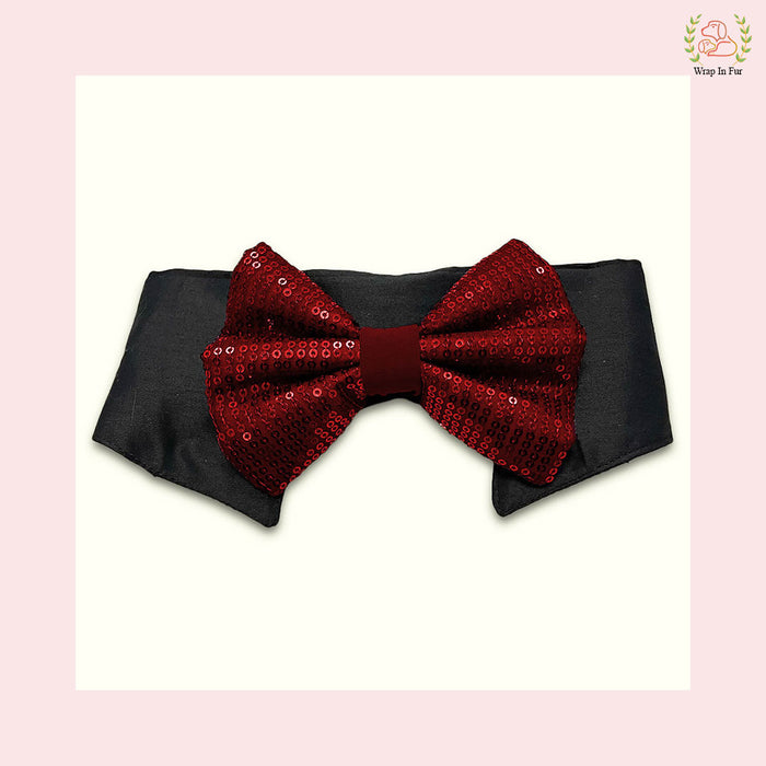 Red Sequin Dog Bow & Collar Set