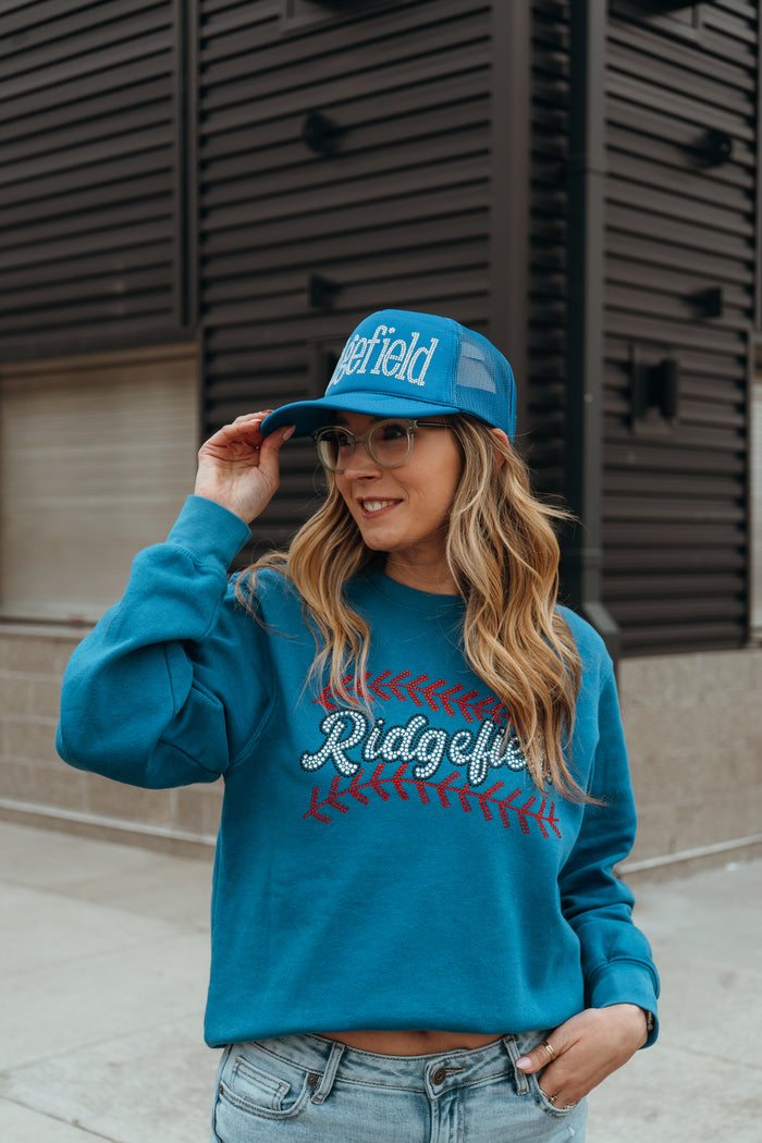 Ridgefield Baseball Stitching Rhinestone Crewneck