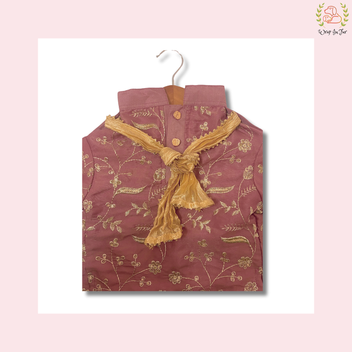 Rosy Brown Embroidered Dog Kurta - Royal Indian Dog Ethnic Wear Dress