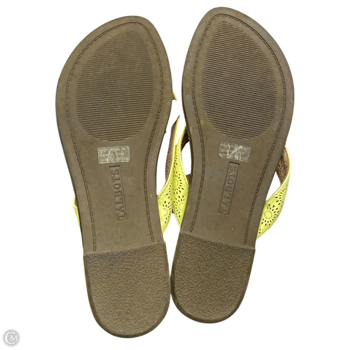 Sandals Flip Flops By Talbots In Brown & Yellow, Size: 7