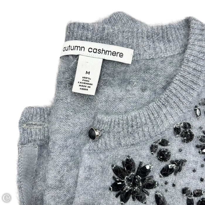 Sweater Cardigan Cashmere By Autumn Cashmere In Grey, Size: M