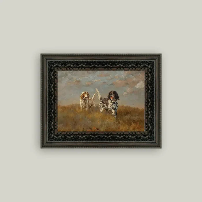 Two Hilltop Setters Framed Antique Art 7x5