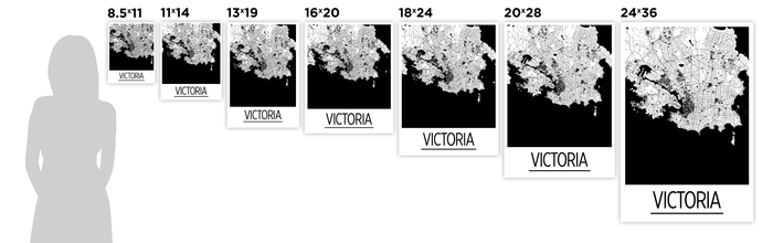 Victoria Map Poster - BC Map Print - Art Deco Series