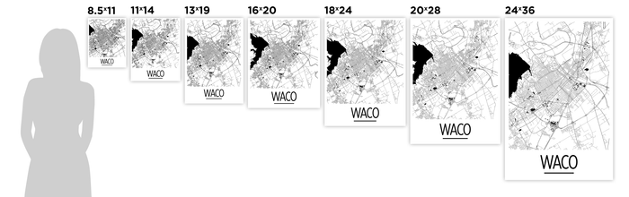 Waco Map Poster - Texas Map Print - Art Deco Series