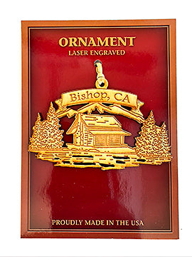 Wood Cabin Ornament with Regional Name Drop