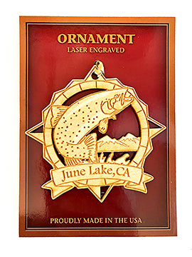Wood Trout Ornament with Regional Name Drop