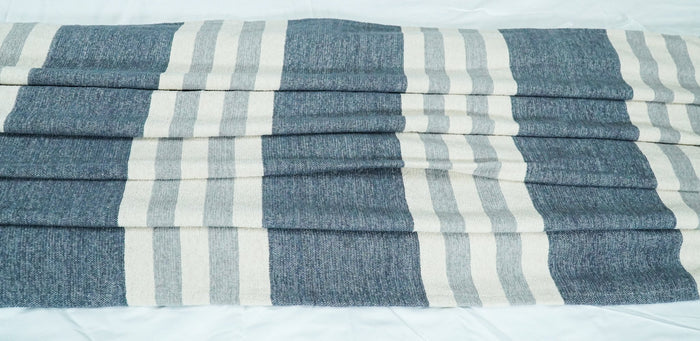Woven White and Blue Cotton Throw Blanket | THW001 - The Rug Decor