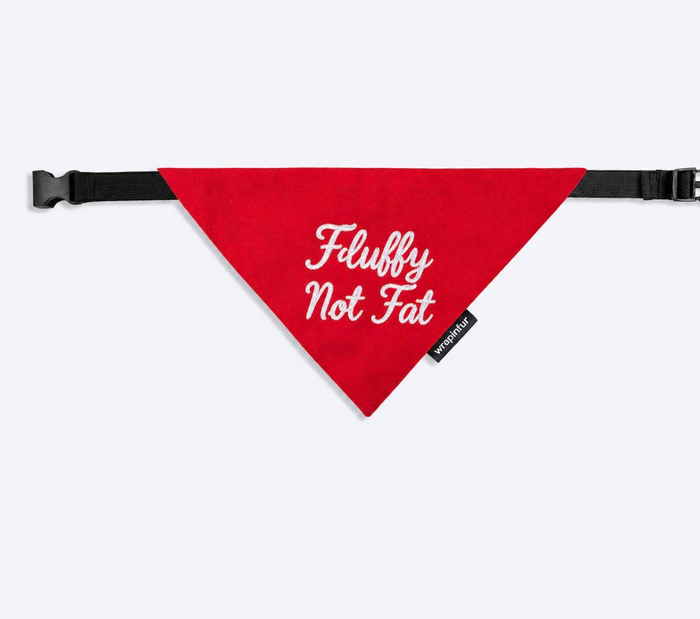 Wrapinfur Red Fluffy Embroidery Bandana