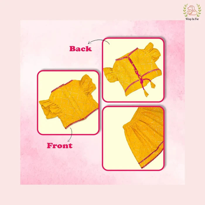 Yellow Pink Dog Lehenga Choli | Dog Wedding Dress Outfit