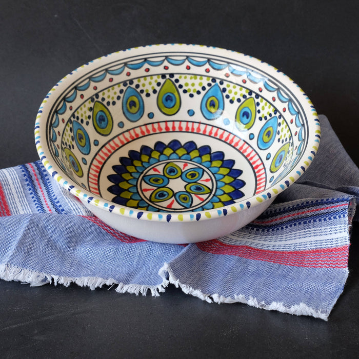 10" Pavo Medium Deep Ceramic Bowl