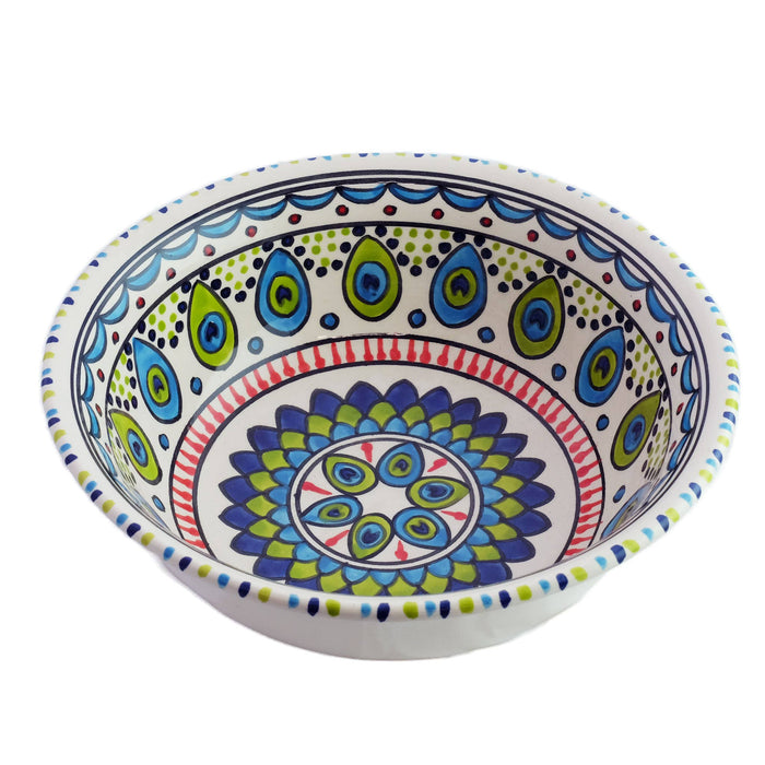 10" Pavo Medium Deep Ceramic Bowl