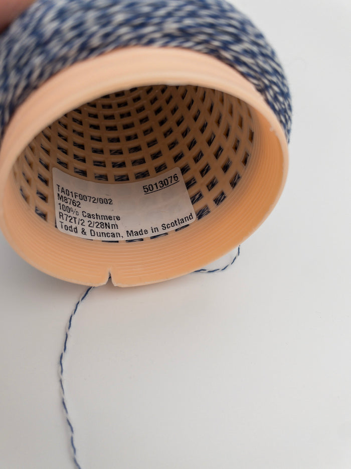100% Cashmere Yarn - Deadstock Yarn - Todd and Duncan - Made in Scotland - Blue and White Marl - Laceweight