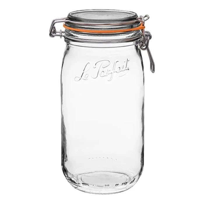 1.5 Liter Rounded French Glass Storage Jar With Airtight Rubber Seal