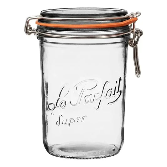 1L Tapered French Glass Preserving Jar With Airtight Rubber Seal