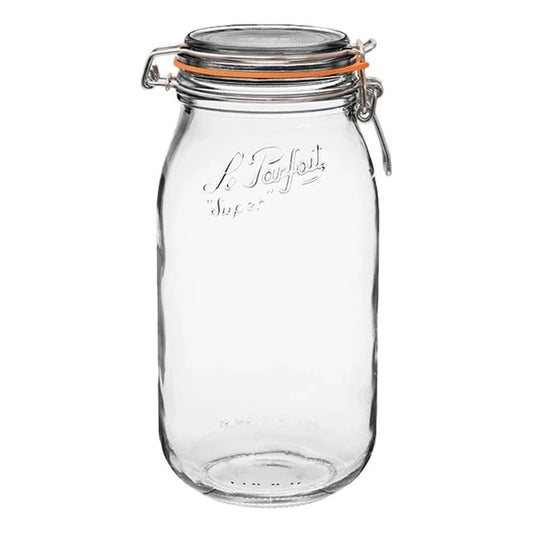 2-Liter Rounded French Glass Storage Jar With Airtight Rubber Seal