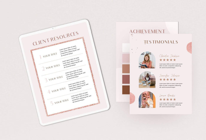 Ladystrategist 21 Page Client Goodbye Packet for Coaches - Rose Gold Canva Template instagram canva templates social media templates etsy free canva templates