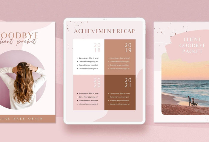 Ladystrategist 21 Page Client Goodbye Packet for Coaches - Rose Gold Canva Template instagram canva templates social media templates etsy free canva templates