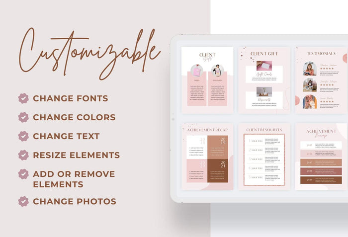 Ladystrategist 21 Page Client Goodbye Packet for Coaches - Rose Gold Canva Template instagram canva templates social media templates etsy free canva templates