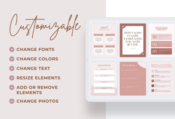 Ladystrategist 21 Page Client Welcome Packet Canva Template - Rose Gold instagram canva templates social media templates etsy free canva templates