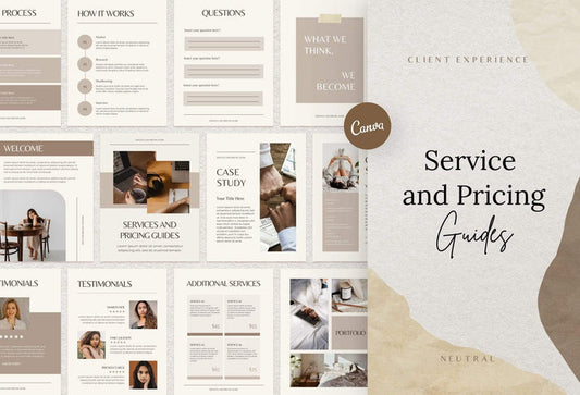 Ladystrategist 25 Page Service and Pricing Guides - Neutral instagram canva templates social media templates etsy free canva templates