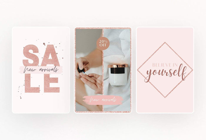 Ladystrategist 30+ Pinterest Engagement Pins - Editable Canva Templates Rose Gold V2 instagram canva templates social media templates etsy free canva templates