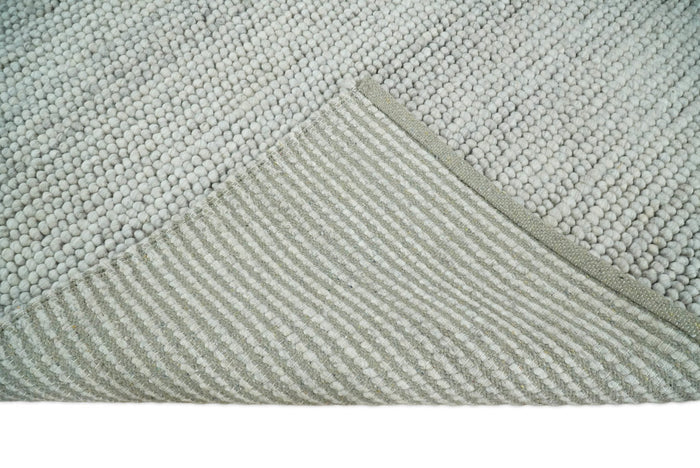 6x9 and 8x10 Solid Silver Wool Blend Felted Chunky Hand Woven Area Rug | DOV4 - The Rug Decor