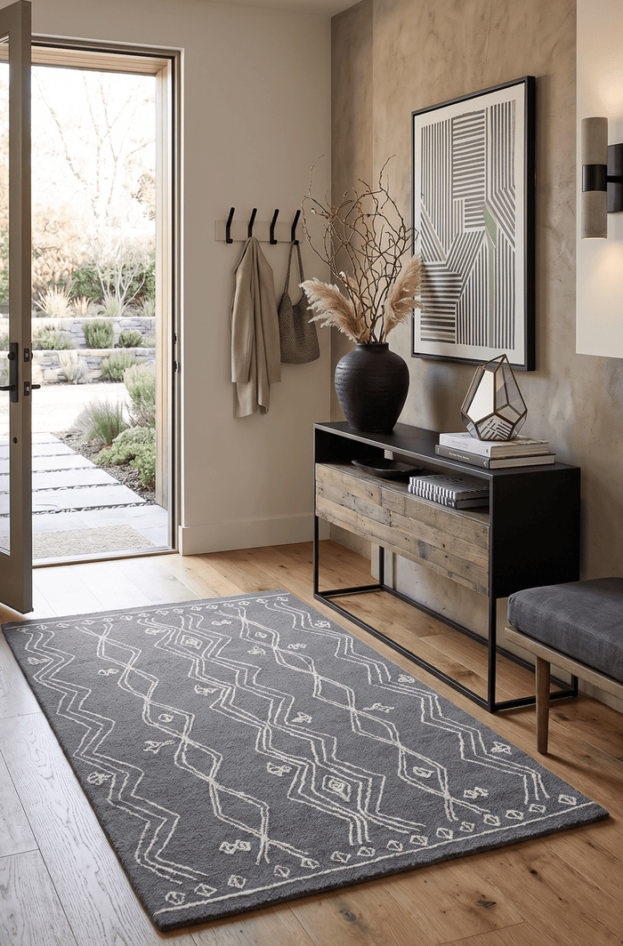 5x8 Gray and White Tribal Hand Tufted Textured Loop Area Rug - The Rug Decor