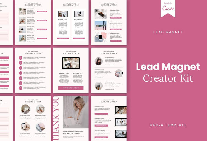 Ladystrategist 95 Page Lead Magnet Creator Kit - Worksheet, Ebook, Workbook, Checklist - Editable Canva Template instagram canva templates social media templates etsy free canva templates