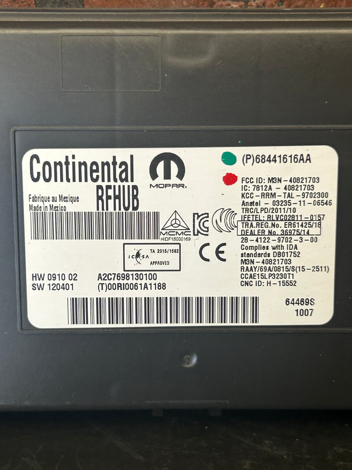 20 - 22 CHARGER CHALLENGER 300 KEYLESS ENTRY HUB RECEIVER MODULE OEM 68441616AA