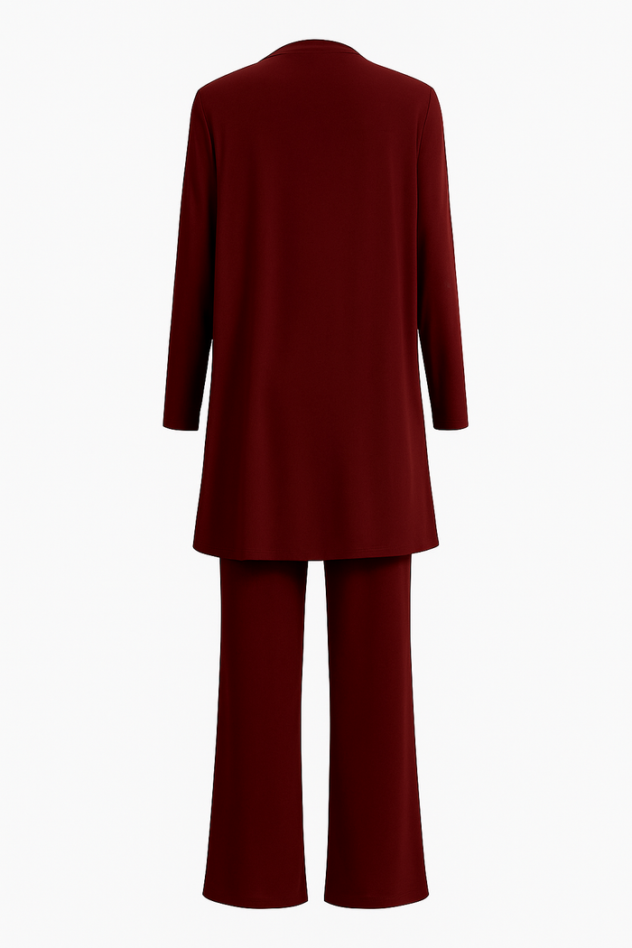 Adele | Women's Cashmere-Blend 3-Piece Cardigan, Top & Wide-Leg Trouser Set